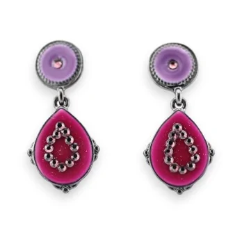 Two-tone drop earrings