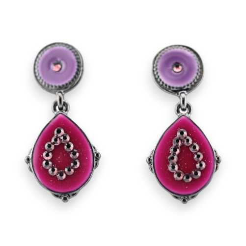 Bicolor dangling earrings