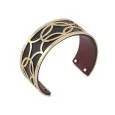 Slim Cuff Bracelet with Gold Finish, Black and Burgundy Faux Leather