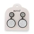 Silver textured double disc earrings