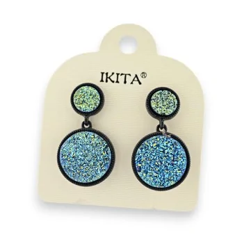 Ikita earrings with blue-green crackle effect