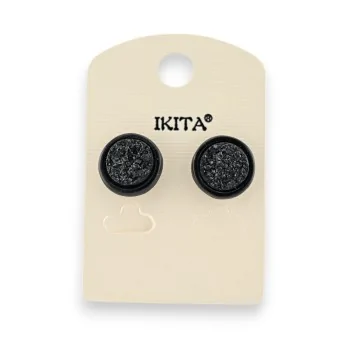 Round Ikita earrings with black textured effect