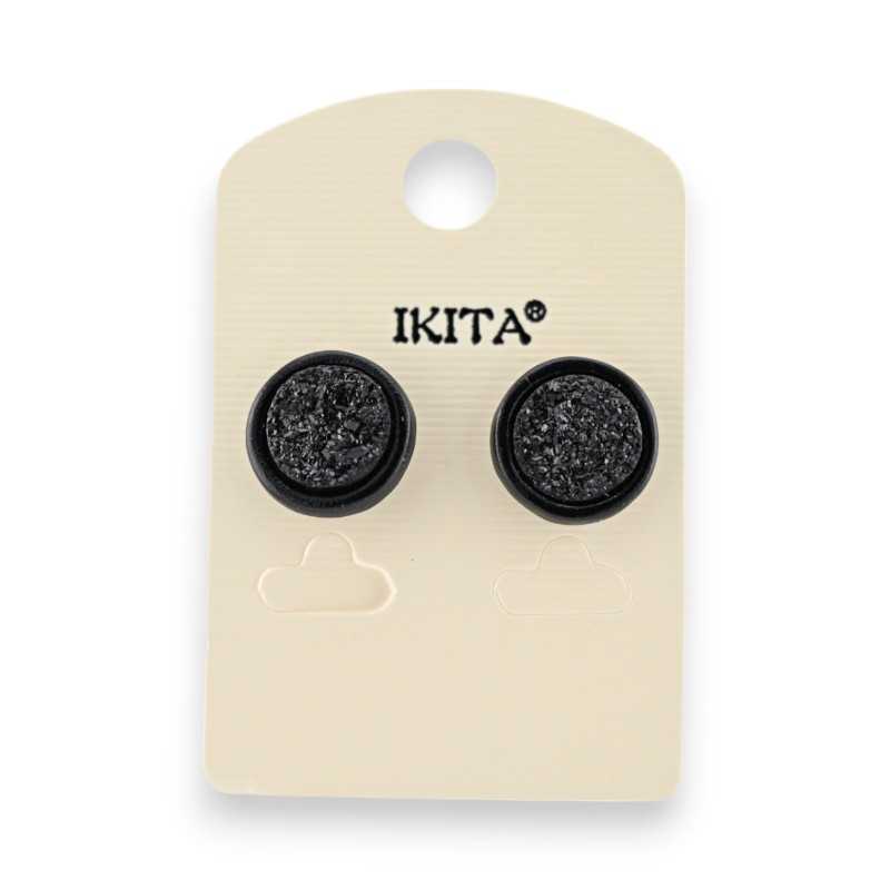 Round Ikita earrings with black stucco effect