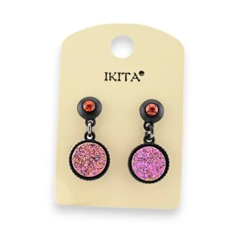 Textured earrings in pink-orange by Ikita