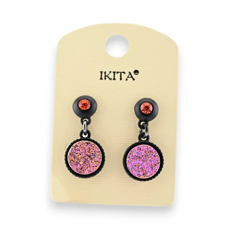 Textured earrings in pink-orange by Ikita