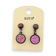 Ikita's crinkled effect pink orange earrings