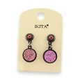 Textured earrings in pink-orange by Ikita