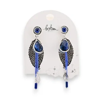 Orecchini Boho Blu Argento