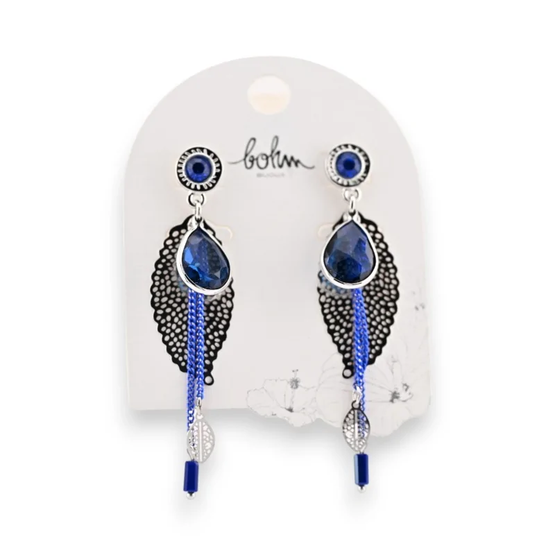 Orecchini Boho Blu Argento