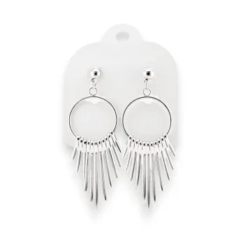 Dangling earrings in silver-colored metal