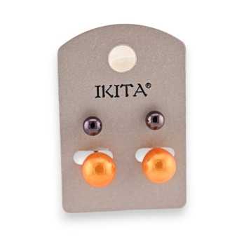 Boucles d'oreilles originales boule orange Ikita