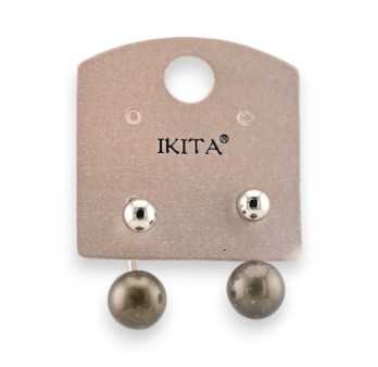 Boucles d'oreilles perle grise Ikita
