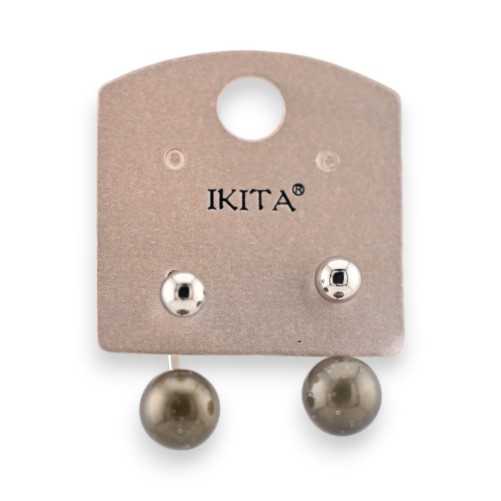 Grey and silver ball earrings from Ikita