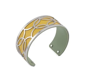 Slim cuff bracelet with silver finish, mustard and aqua leather-look