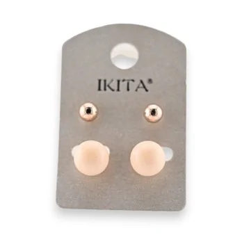 Golden earrings with beige pearl by Ikita