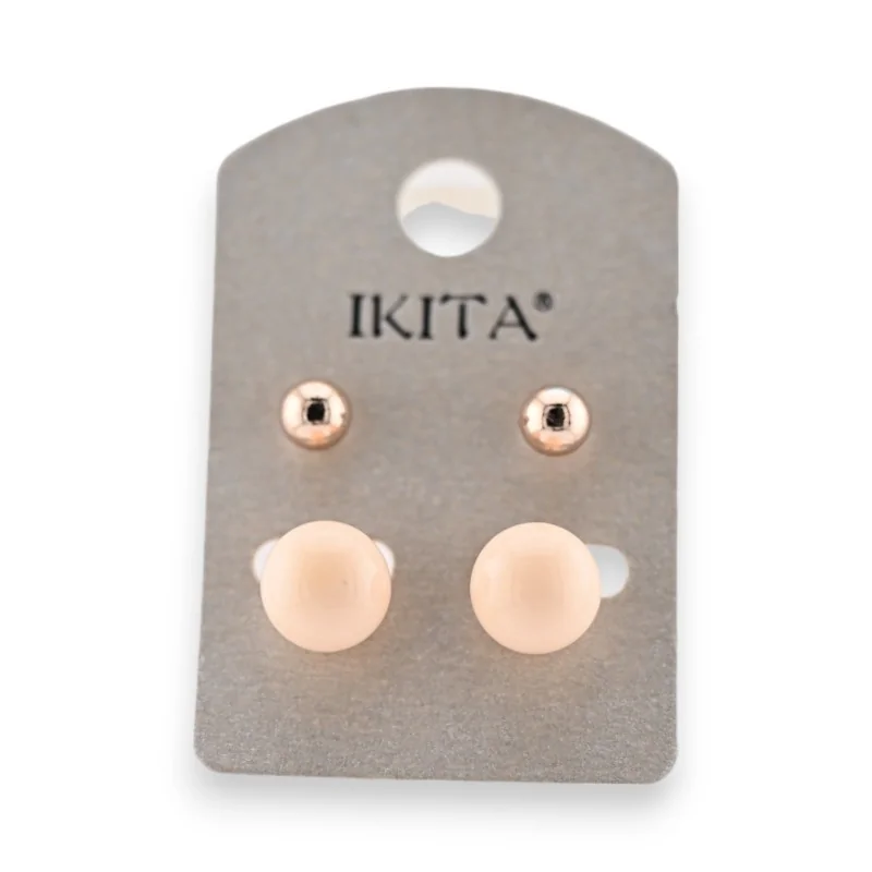 Golden earrings with beige pearl by Ikita