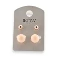 Golden earrings with beige pearl by Ikita