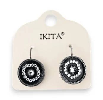 Ikita black earrings with white rhinestones