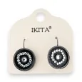 Ikita black earrings with white rhinestones