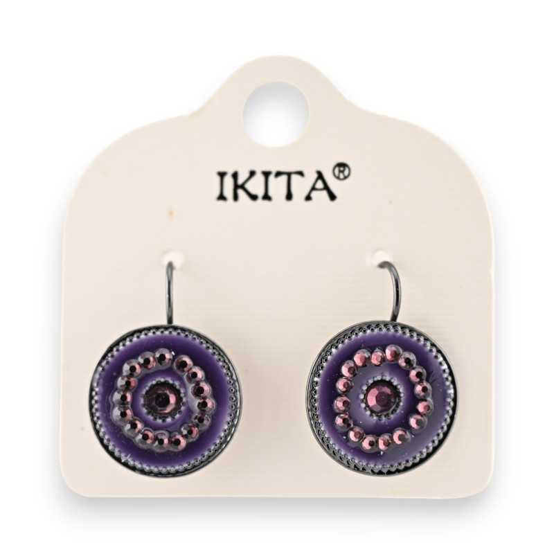 Ikita earrings in violet with rhinestones