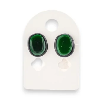 Black metal bottle green earrings