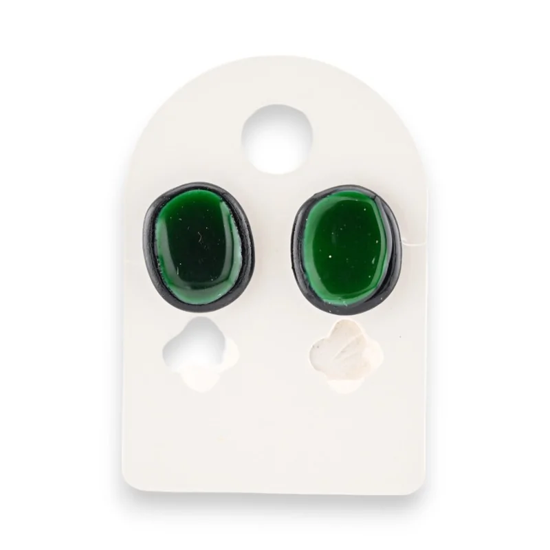 Black metal bottle green earrings