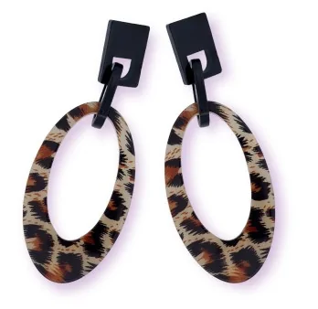 Grandes Pendientes Leopardo Negro - Motivos Únicos
