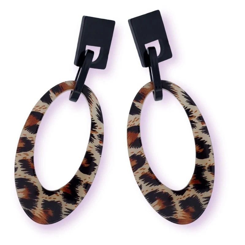 Grandes Aretes de Leopardo y Negras