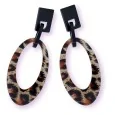 Large Leopard and Black Earrings