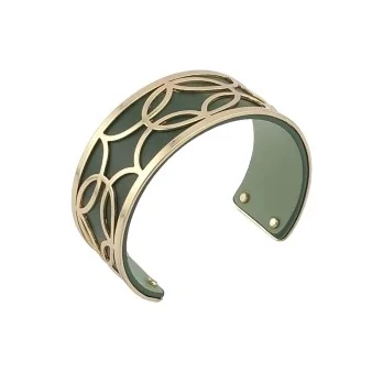 Bracelet manchette fin finition dorée simili cuir kaki et vert d'eau