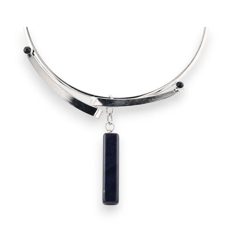 Collier ras de cou design contemporain argenté Belle Miss