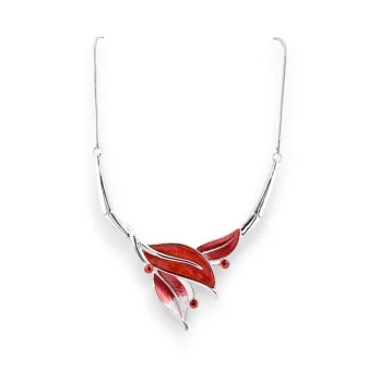 Collana Foglie Rosse Strass