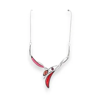 Silver Necklace Belle Miss Fuschia Design