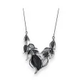 Black and Grey Metallic Foliage Necklace by Belle Miss