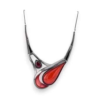 Collier métal Belle Miss design contemporain rouge