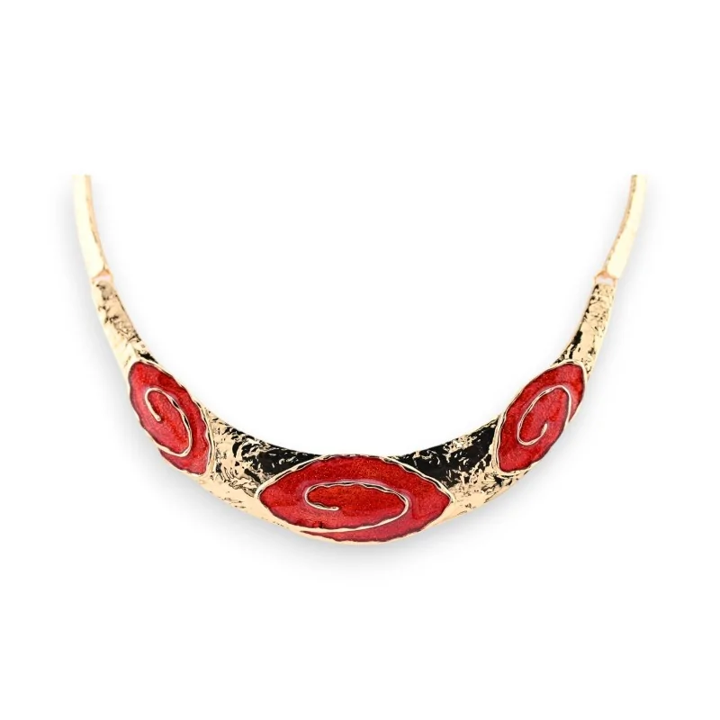 Collier semi-rigide Ikita doré et rouge