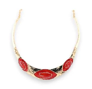 Collier semi-rigide Ikita doré et rouge