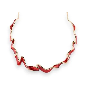 Gold and red zigzag rigid necklace by Ikita