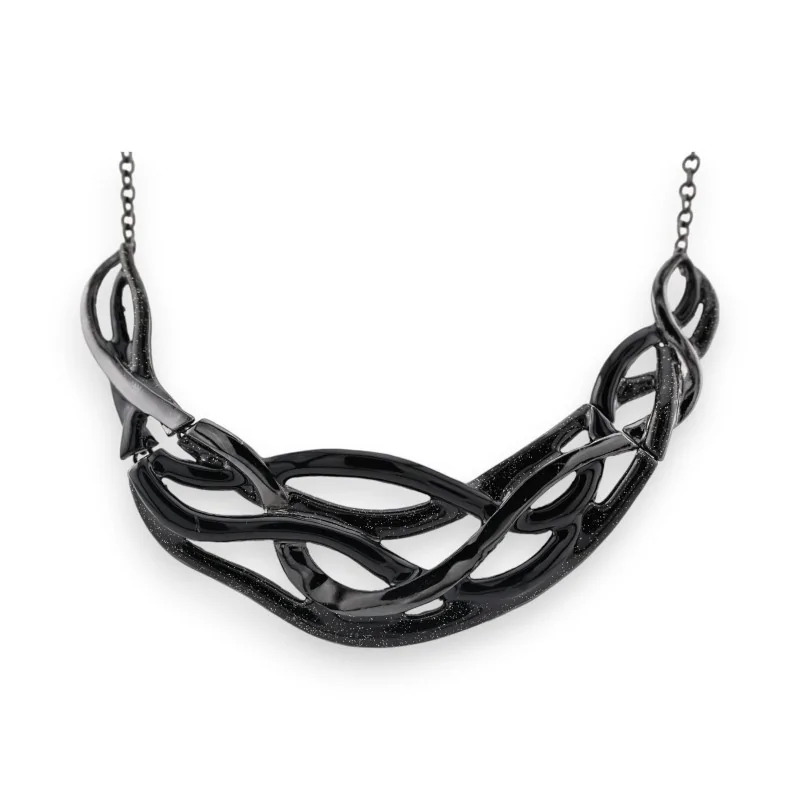 Semi-rigid twisted black metal necklace from Ikita