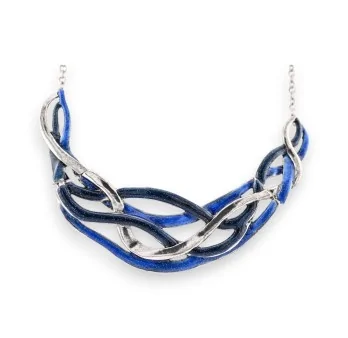 Halbsteifes Collier Blau Silber von Ikita