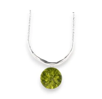 Collana Torchon in Argento con Medaglione Verde Oliva