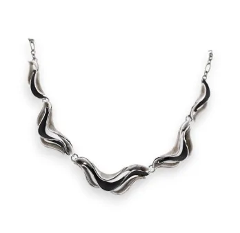 Dark Silver Wave Necklace by Ikita