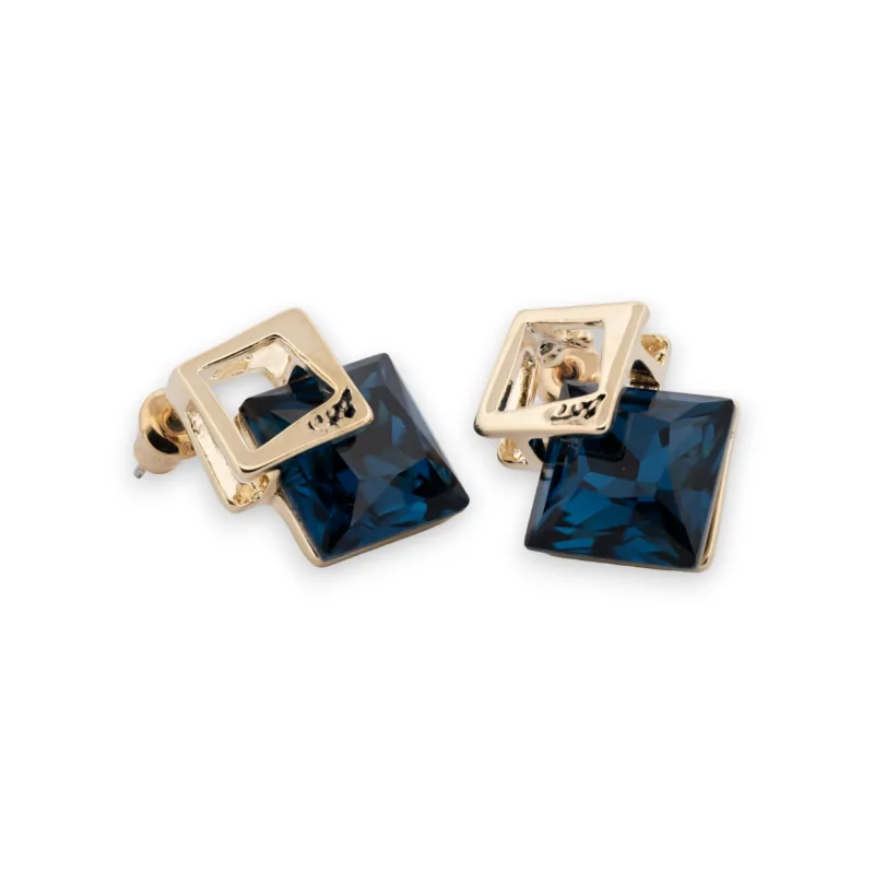 Ohrringe mit geometrischem Design aus blauem Stein und Gold