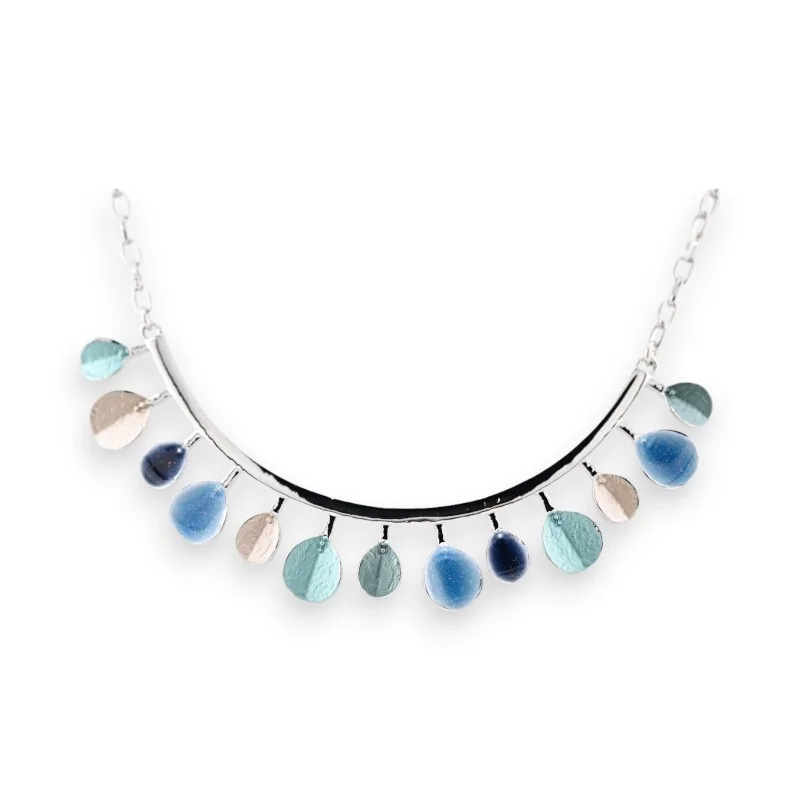 Silver Ikita necklace with blue-toned pendants