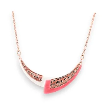 Japanese Crescent Necklace Ikita in Coral Color