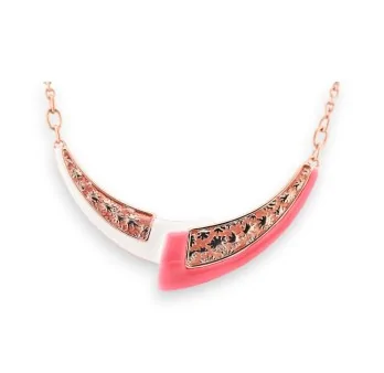 Japanese Crescent Necklace Ikita in Coral Color