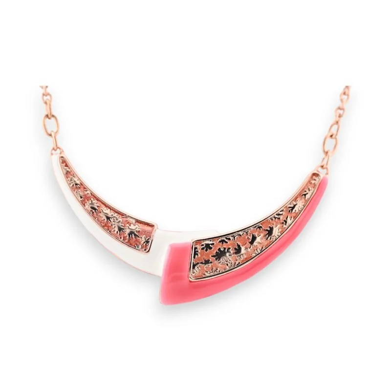 Japanese Crescent Necklace Ikita in Coral Color