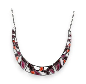 Semi-rigid mosaic necklace by Ikita in orange