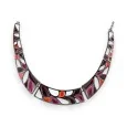 Semi-rigid mosaic necklace by Ikita in orange