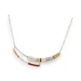 Silver semi-rigid necklace with extender in shades of beige by Ikita